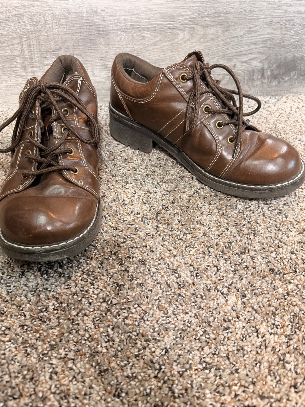Women’s  vintage grunge Route 66 Leather Lace-UP platform shoe